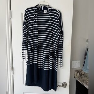 CAbi Navy and White Striped Sweater